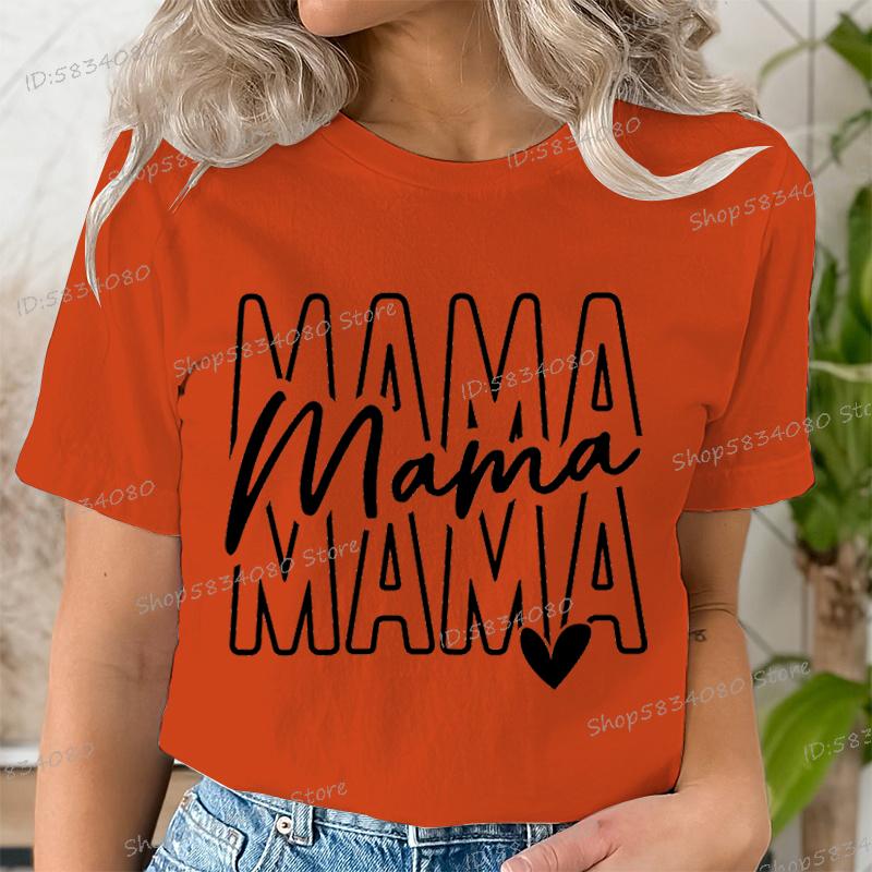 Mothers Day Mama Tshirts Stacked Mama for Ladies Tops Mom Life Short Sleeve Tshirt Crew Neck Gift for Mom Summer Tops Clothes