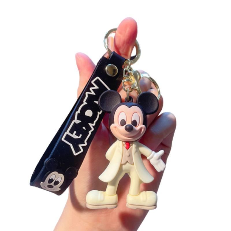 Cute Pvc Mickey Minnie Wedding Keychain Bag Pendant Car Key Chain Small Gift Wholesale