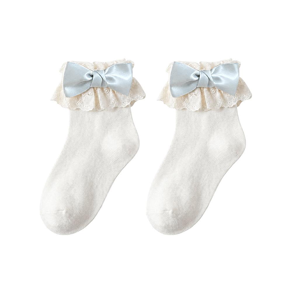 White Women Socks Lolita Bowknot Socks Japanese Short Crew Socks Spring Summer