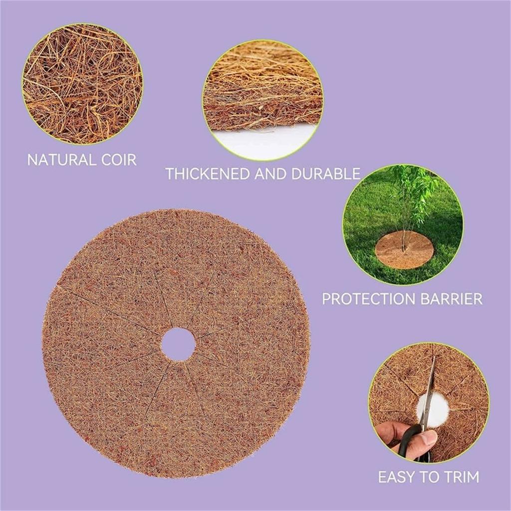 Fiber Mulch Pad, Circular Plant Film with Hole, Flat Control Pad, Flowerpot Mat for Gardening and Planting