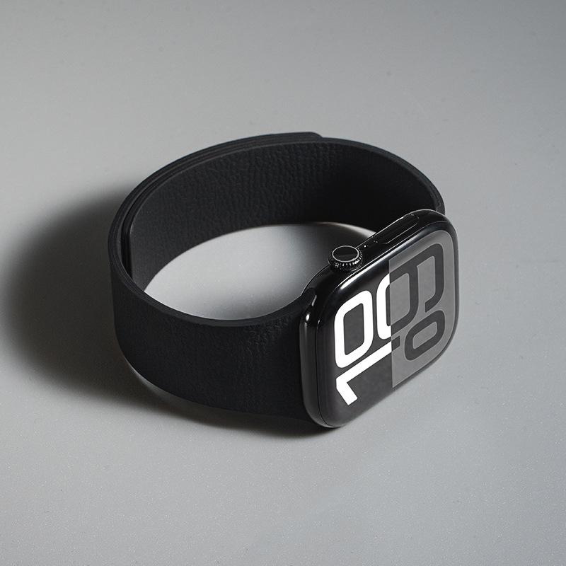 Lychee Pattern Magnetic Silicone Sports Watch Strap, Compatible with Apple S7, S8, S9, S10, S11, New SE