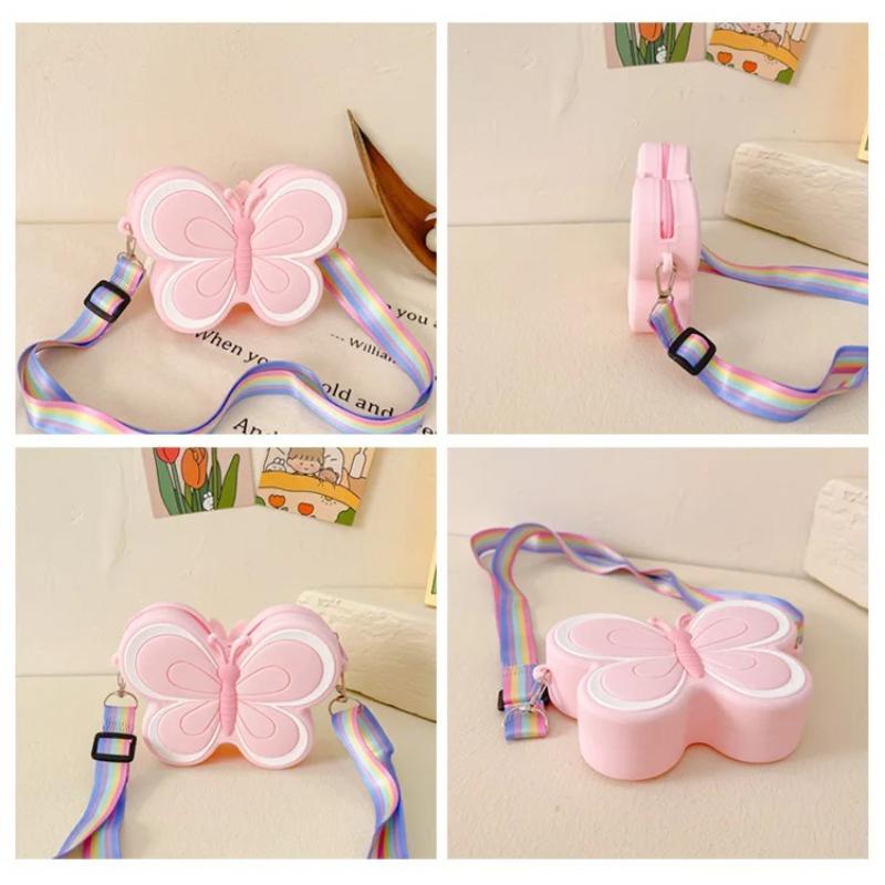 Children's Silicone Bag Cute Butterfly Single-shoulder Bag Girls' Candy-colored Bow Cross-shoulder Bag Kids Small Coin Purse New