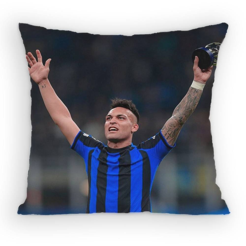 Lautaro Martinez Calciatore Federa per cuscino Federa antiacaro Cerniera invisibile Peluche corto setoso Copricuscino per divano