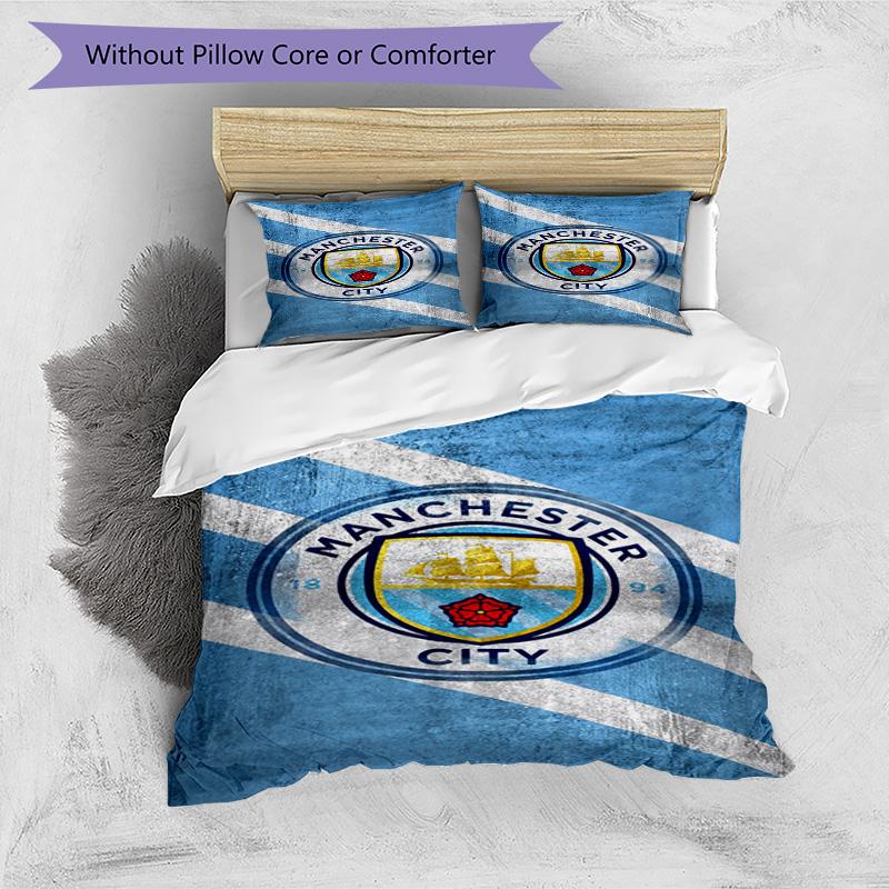 Set Copripiumino Stampato Manchester City F.C. – include 1 copripiumino e 2 federe coordinate Decorazione per camera da letto Regali di Natale