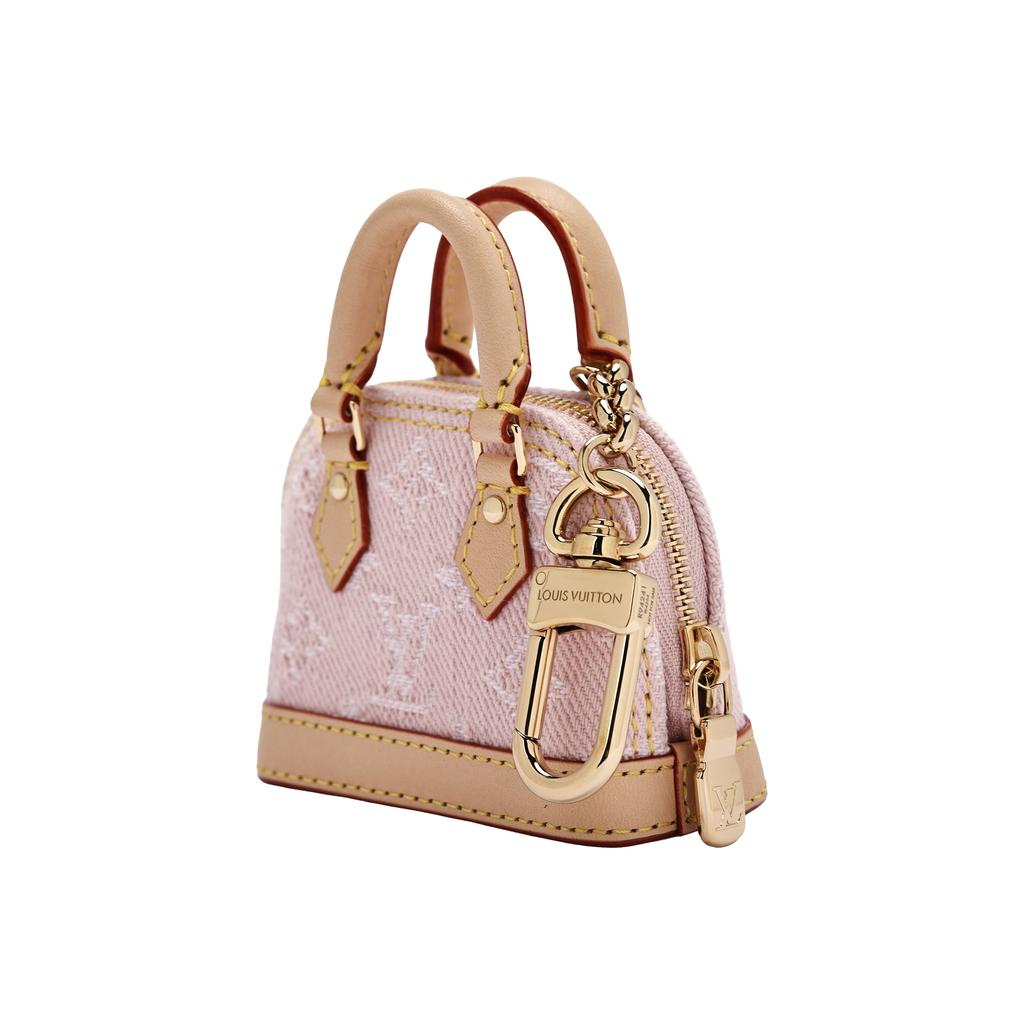 Louis Vuitton Portafoglio Mini Donna Micro Alma Denim Tela Tela Monogramma Classico Pelle Rosa M02763