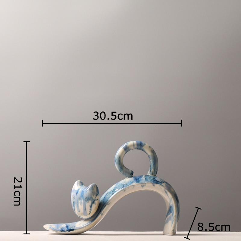 

Colorful Blue Kitten Statue Desk Decoration Abstract Artwork Ornaments Creative Cat Porcelain Sculpture Room Aesthetic Decor