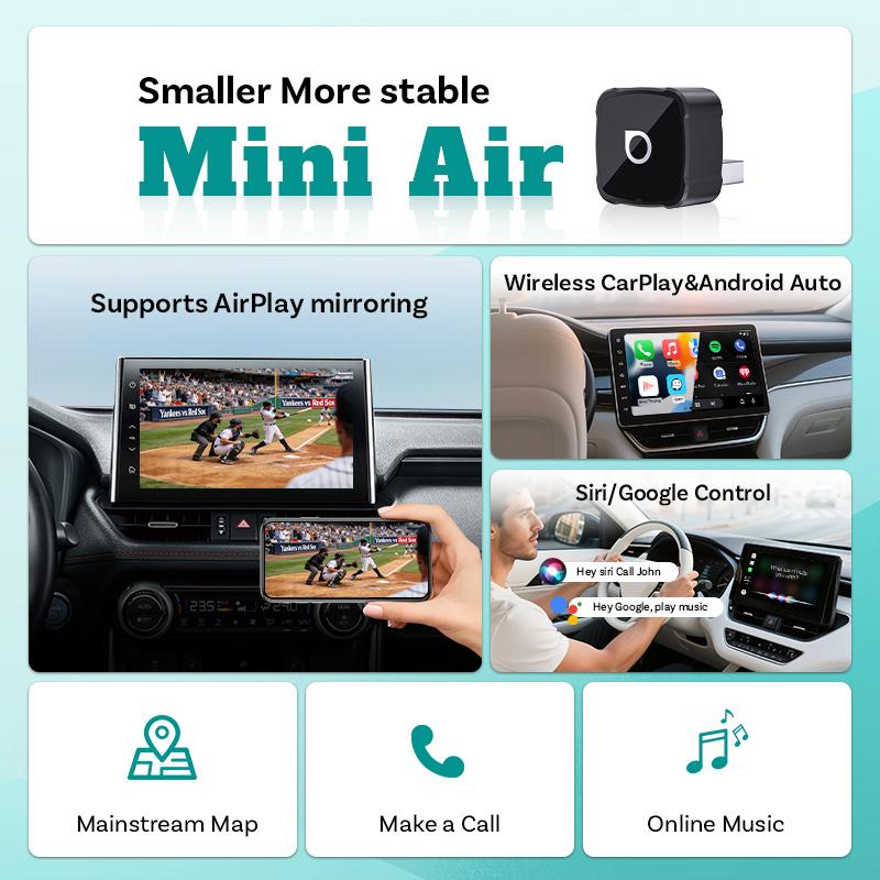 OTTOCAST MINI AIR Cube 4.0 Wireless CarPlay Android Auto 3 In 1 Adapter Screen Mirroring Car Accessories for Youtube Tiktok Hsgql22 Lmjp0