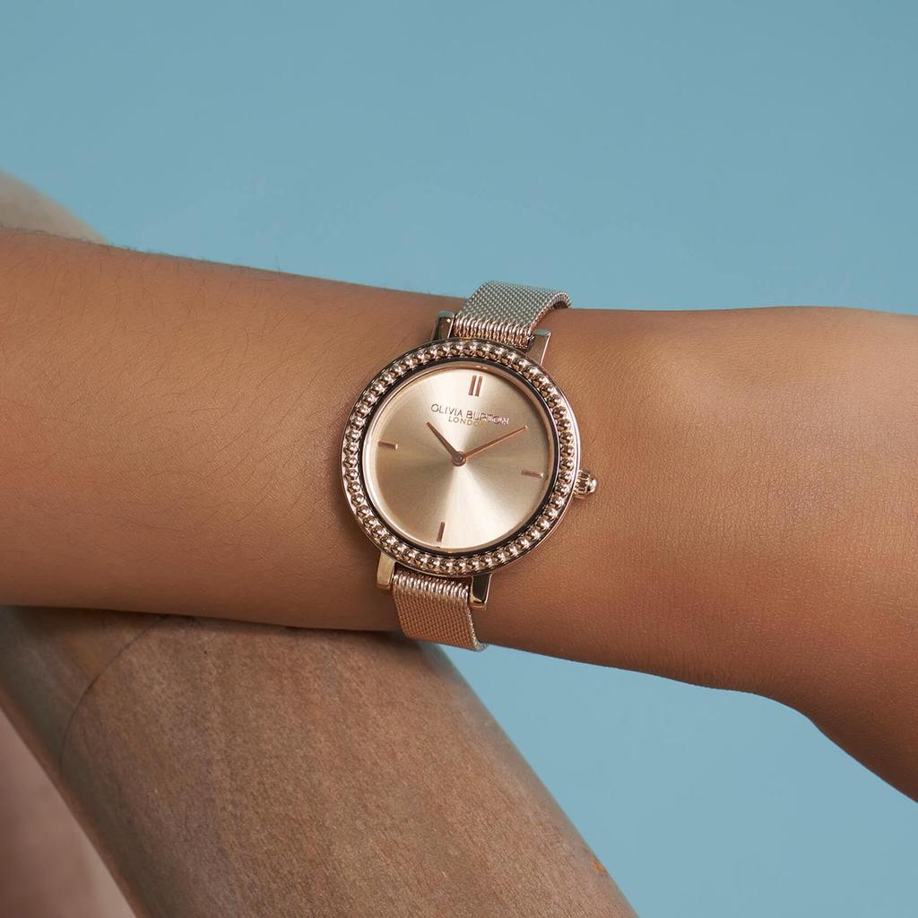 Authorized Dealer Olivia Burton Classics Watch Vintage Beaded Rose Gold Sunray Mesh Watch [OLIVIA BURTON] Women's ob24000162, 30mm,
