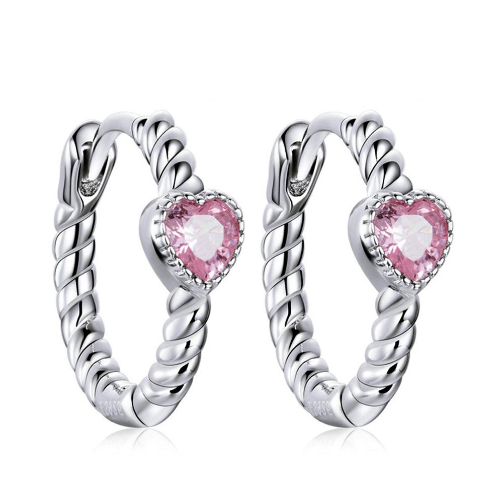 

Новые стерлинговые серьги любовь розовый циркон серьги для женщин модные ювелирные изделия подарки