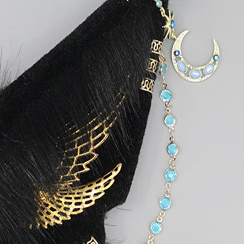 Adult Cartoon Wolf Ears Shape Headband with Dangle Jewelry Easter Hair Hoop