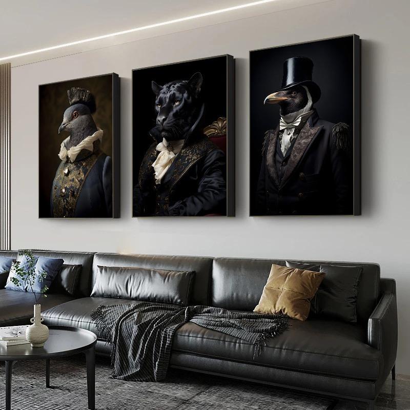 Aristocrat Tiere Porträt Poster und Drucke Vintage Kunst Leinwand Malerei Wand Kunst Bilder für Wohnzimmer Wohnkultur