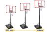 Freestanding basketball hoop with outdoor backboard, height adjustable