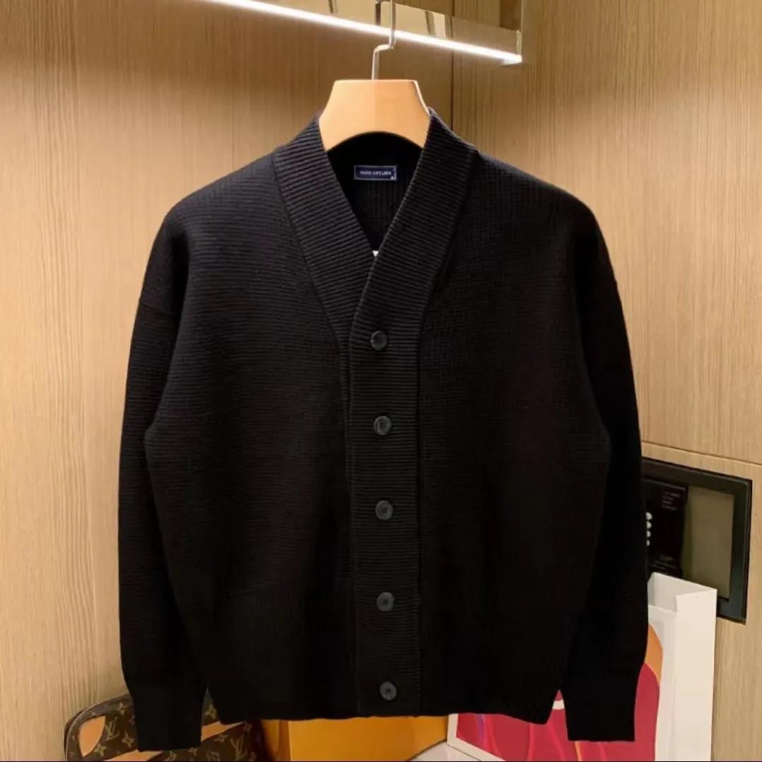 Herren Frühling/Herbst Minimalistischer Vintage Britischer Cardigan, Lässiger Einfarbiger Strickpullover 2XL