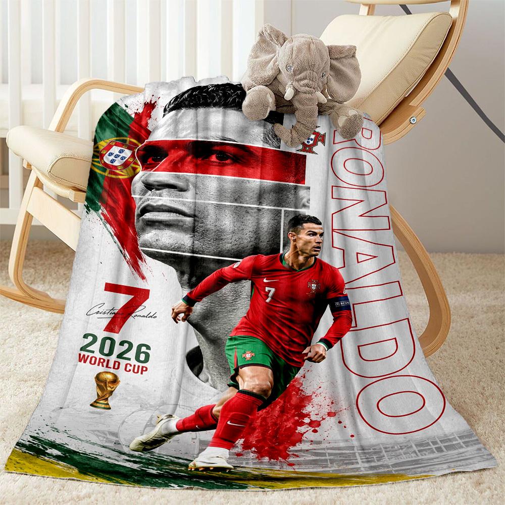Ronaldo Cr7 Football Legend Blanket Warmthful Decor Perfect for Office Bedding Seaside All-Season Use Modern Ideal Gift For Birthday Valentine'S Day