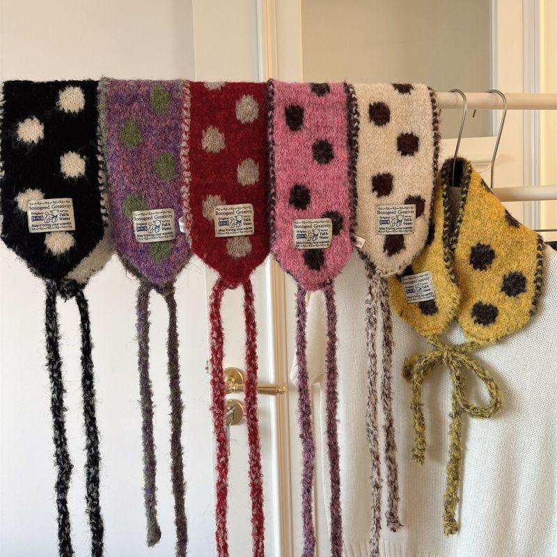 Winter Girls Knitted Earmuffs Cute Color Women Dots Strap Ear Protection Lady Warm Versatile Earflap