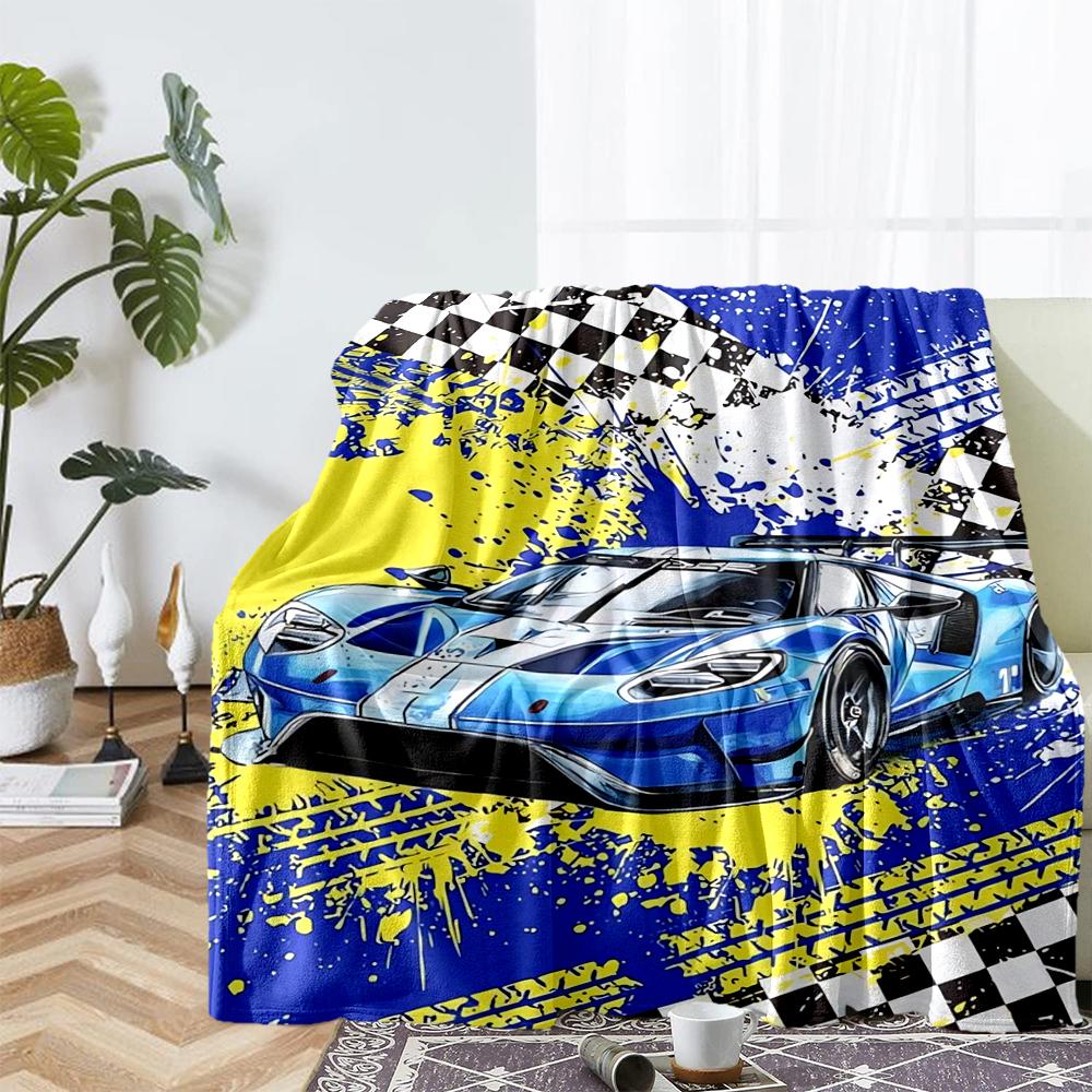 Car Theme Printed Blanket - Perfect for Couch, Bed, Travel & Outdoor Use | Machine Washable, Cozy & Durable.