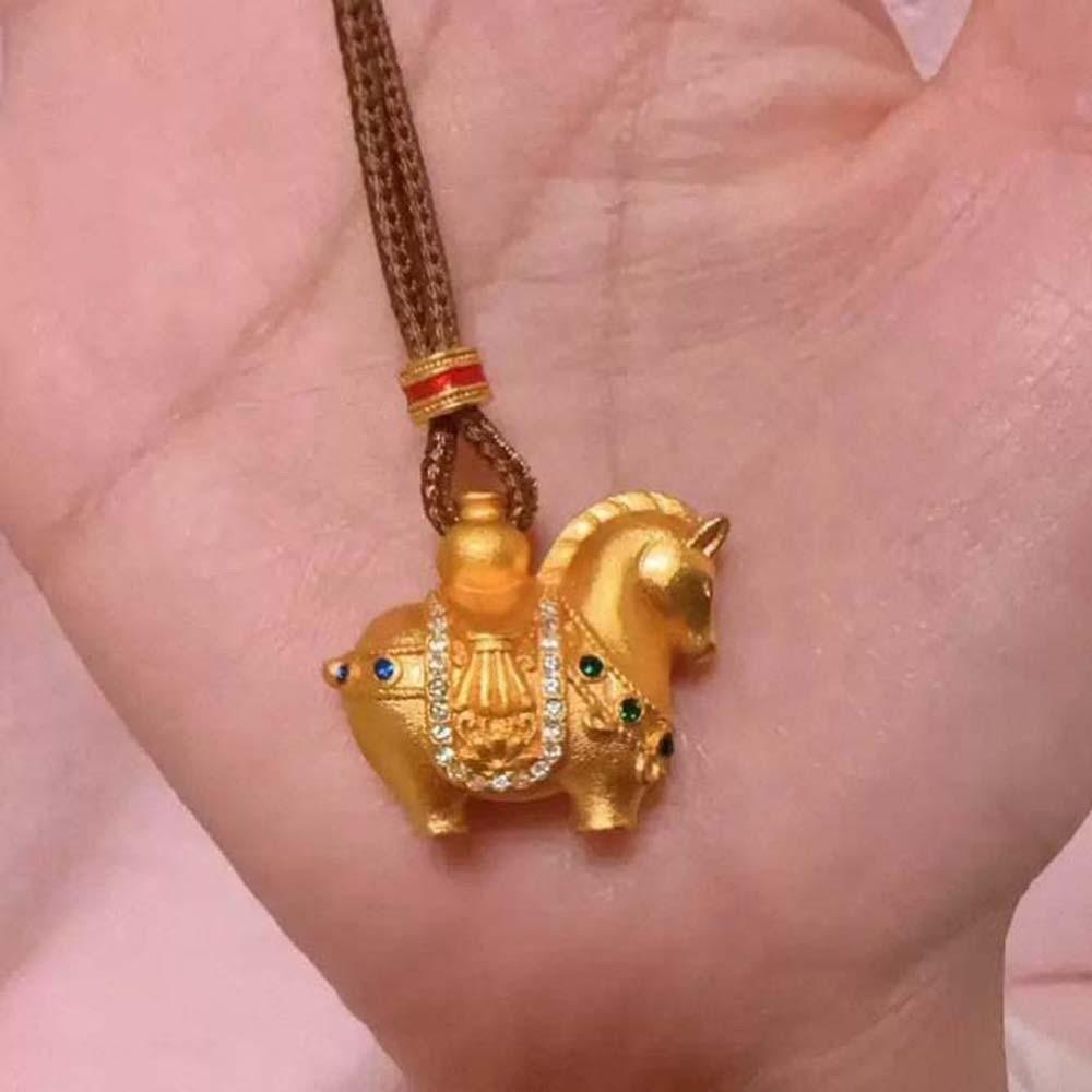 Luxury Zodiac Horse Necklace Orichalum Plating Golden Horse Pendant  New Year Blessing