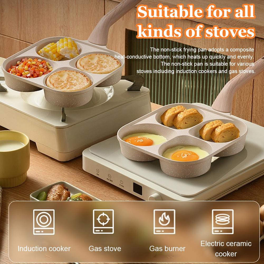 Nonstick Granite Omelette Skillet Pancake Pan 4-Cup Skillet Egg Cooker Pan Mold with Heat-Resistant Handle for Kitchen All Stove