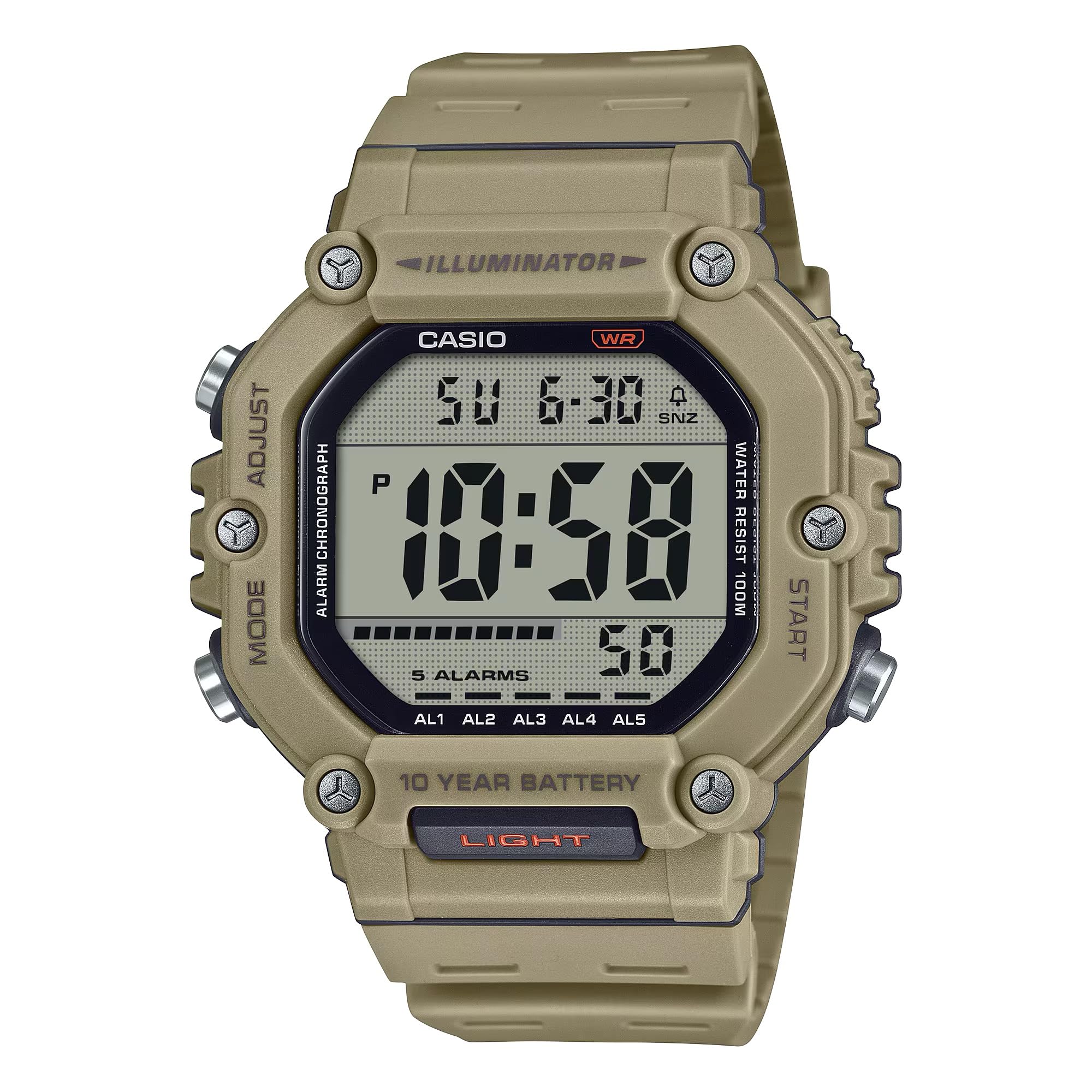 

Casio Series Black LED Illuminator Digital AE-1600H 10-Year Watch, Beige, AE1600H-5AV. бежевый