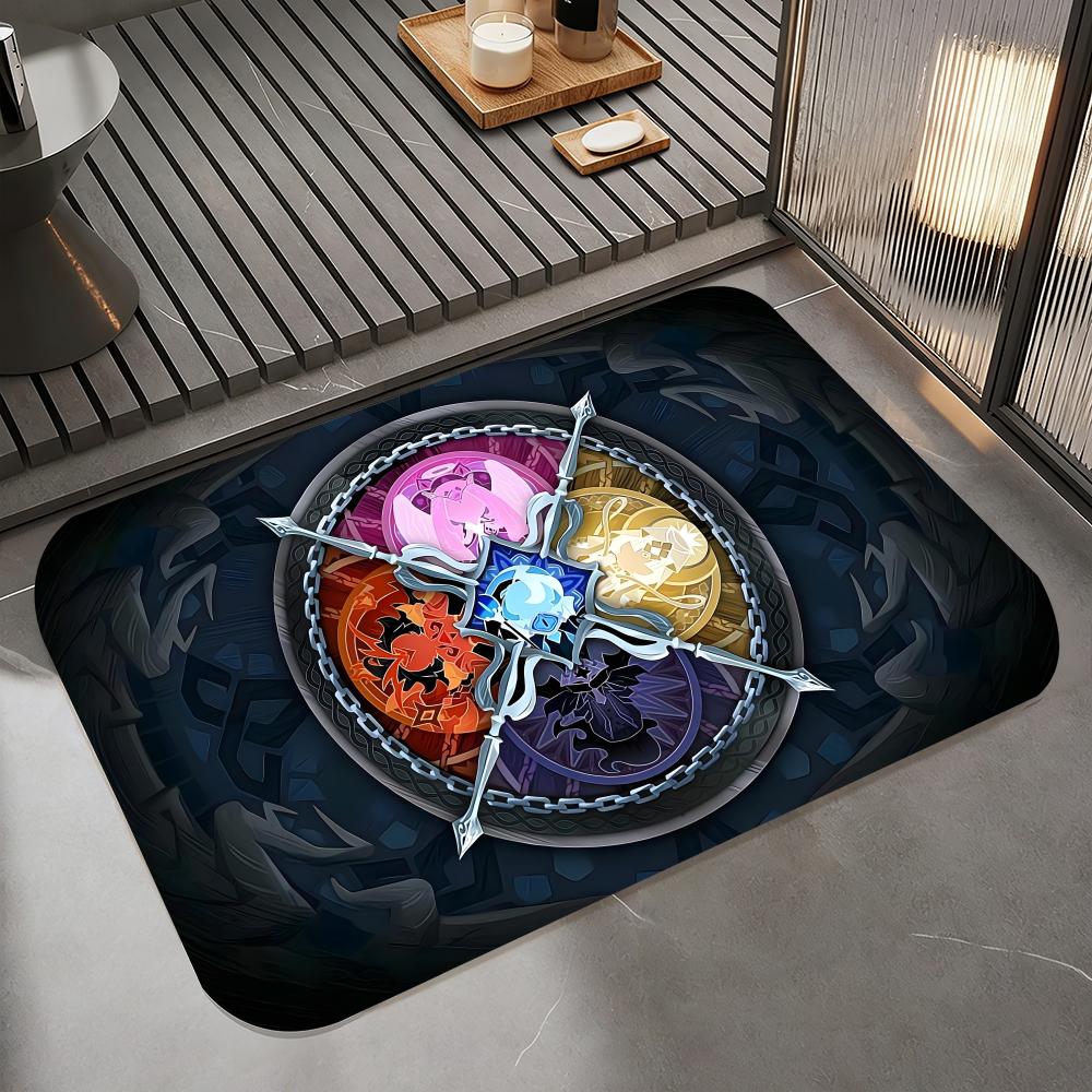 Anime 7-Cookie Run Kingdom Floor Mat Diatomite Bath Mat, Quick Dry Absorbent Non-Slip Door Mat