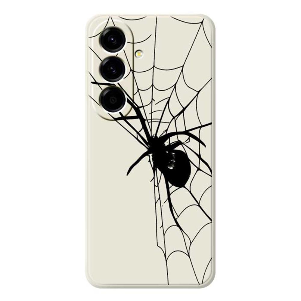 

For Samsung Galaxy A56 5G Case Spider Pattern Printing Straight Edge TPU Phone Back Cover Beige
