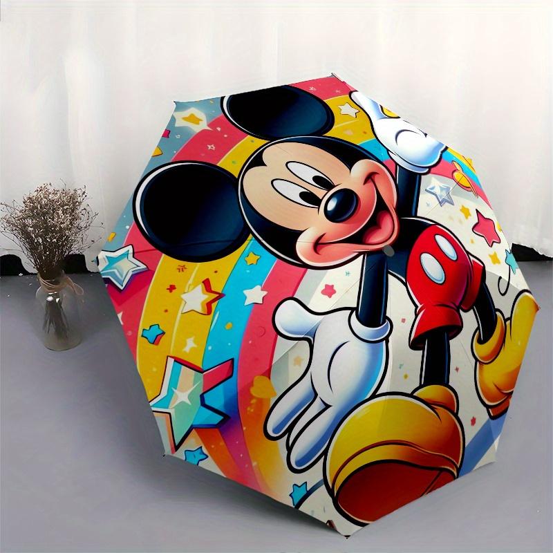 Mickey Mouse,Rainbow Automatic Umbrella Tri fold Portable Umbrella, Best Holiday Gift for Men and Women, Durable Iron Frame, Playful Desig