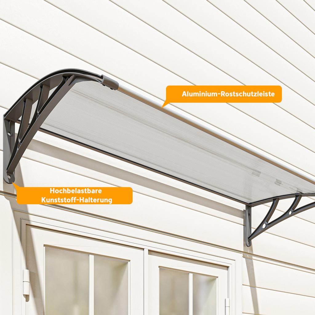 Front Door Canopy, Outdoor Awning, Rain Shelter, 110 X 60cm, Grey
