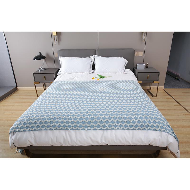 

Скандинавское двухцветное вязаное одеяло с кисточками для проживания в семье Декор в стиле бохо Одеяло для дивана Полотенце для отдыха Покрывало Теплая шаль 130x180cm