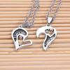 1 Pair Couple Necklace I Love You Rhinestone Inlaid Unisex Heart Shape Pendant Lover Necklace for Anniversary