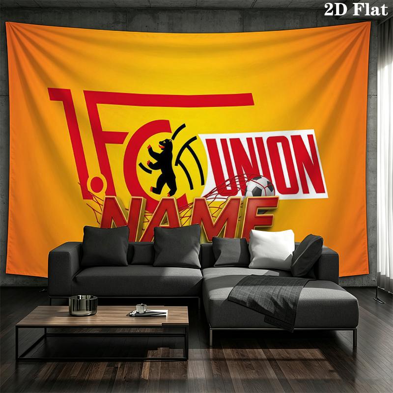 Custom Name,FC Union Berlin Wall tapestry, aesthetic printed fabric blanket, suitable for bedroom, living room, and home decor.