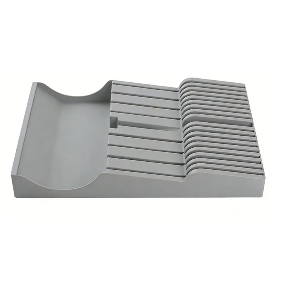 In Drawer Cutter Block Plastic 16 Slots Steak Cutter Holder Cutlery Storage Organizer with Sharpening Stone Slot for