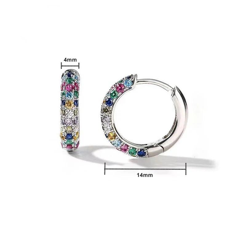 

Классические простые геометрические серьги-кольца с разноцветным кубическим цирконием для женщин, корейские циркониевые свадебные аксессуары для невесты, подарки медный