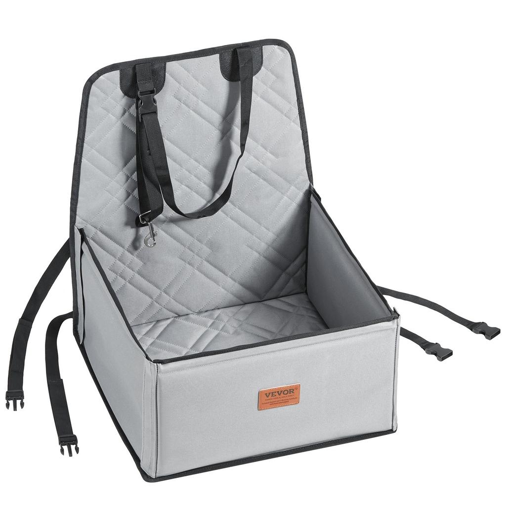 VEVOR Dog Car Seat, Dog Booster Seat for Car with Support Frame, Pet Car Seat with Clip-On Safety Leash, Cotton Filling