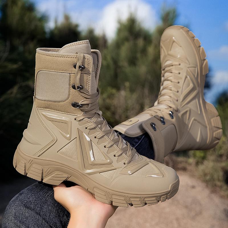 2026 New Men's Tactical Shoes, Combat Boots, Training Straps, High Top, Large Outdoor Hiking Boots, Sizes 38-48