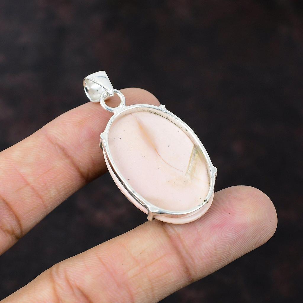 Rosa Opal Anhänger 925 Sterling Silber Anhänger Statement Schmuck Echter Edelstein Anhänger Handgemacht Boho Schmuck Geschenk für Frau Antiker Anhänger