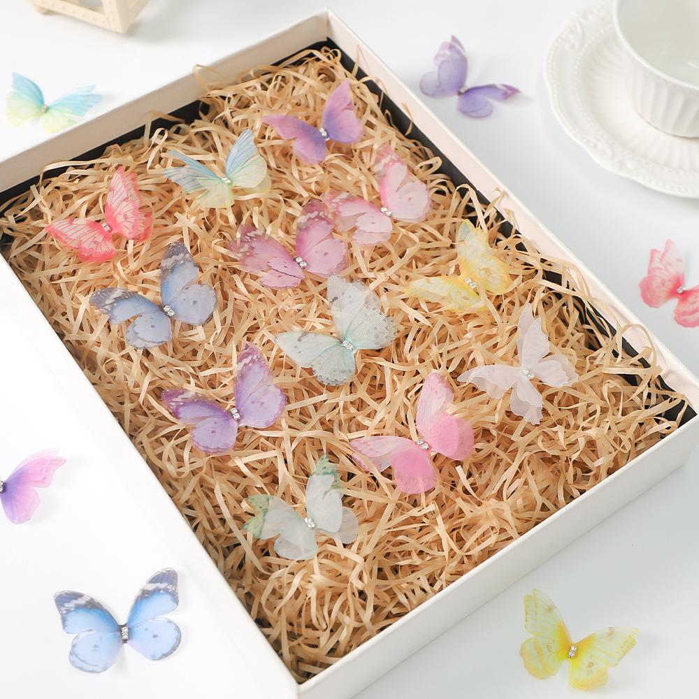 30/50Pcs Artificial Diamond Butterfly For Home Room Decoration DIY Wreath Valentine's Day Wedding Girl Hair Clip Butterfly Decor