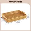 Woven Basket Rectangular Serving Tray Food Storage for Organizing Platter Desktop Party Picnic
