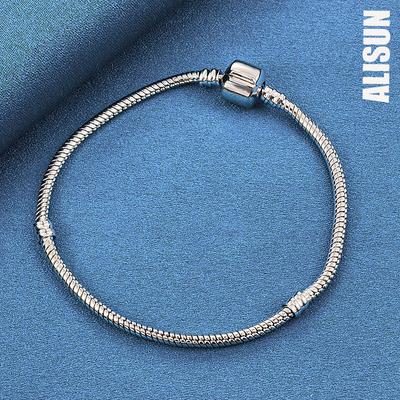 925 Sterling Silber Massiv Schlangenkette Armband Modischer Hochzeitsschmuck