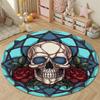 Eclectic Round Ocean Multicolor Area Rug, Non-Slip Floor Mat for Bedroom