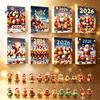 Xmas Countdown Box Chicken Advent Calendar 2026, 24 Days Christmas with 2D Flat Tree Decor Acrylic Ornament, Cartoon Hanging Pendant for Tree, Holiday