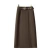 Gray Woolen A-Line Midi Skirt for Women - Autumn/Winter 2024 Stylish Hip Wrap Skirt