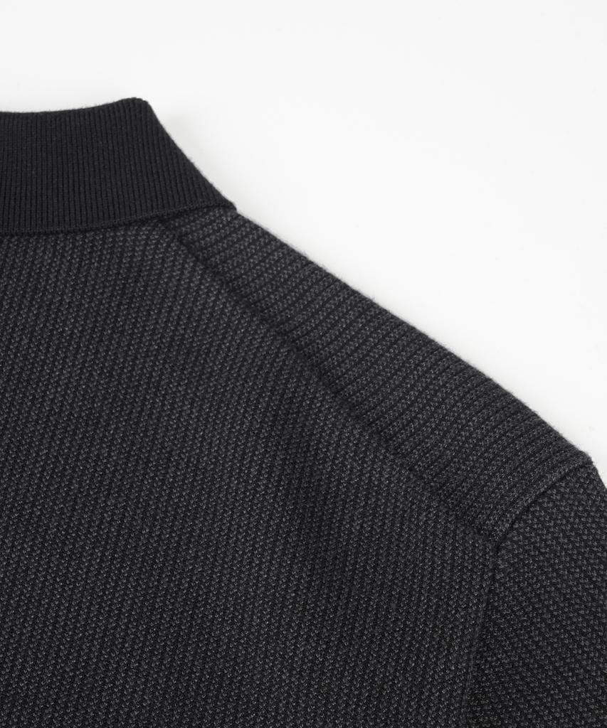 BIRBANTE Soft Washable Two-Tone Collared Knit - Black
