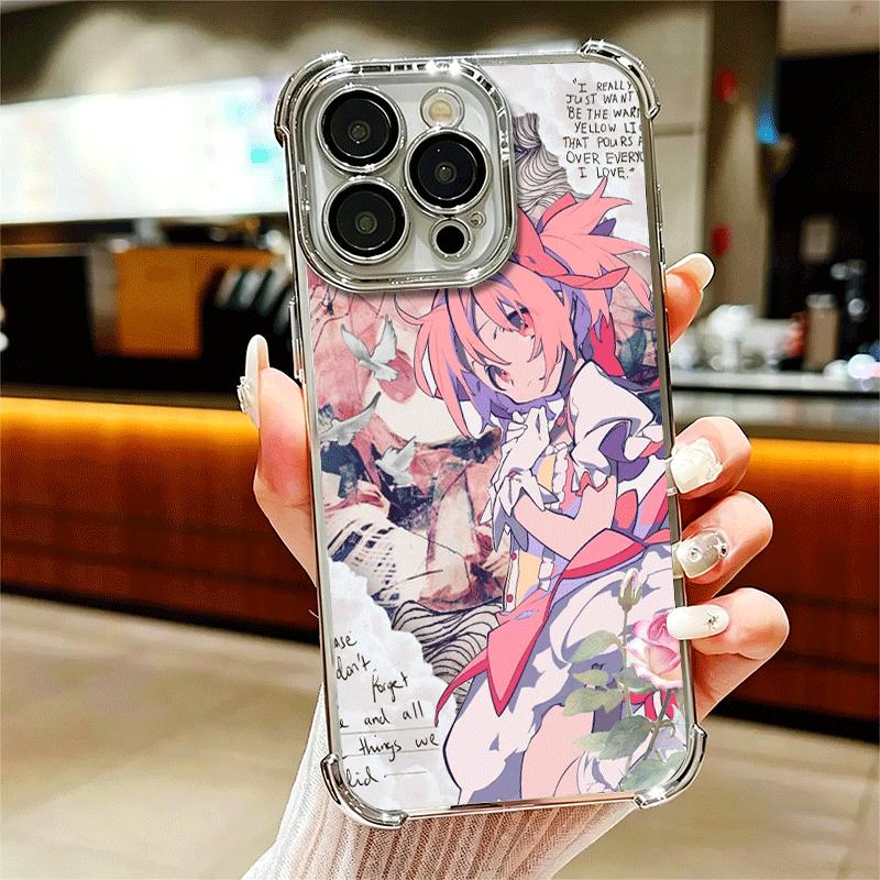 Madoka Magica Anime Weiche Handyhülle Für iPhone 15 16 17 Air 14 Pro Max 16E Plus 13 12 Mini Galvanisiert Anti-Fall Fundas