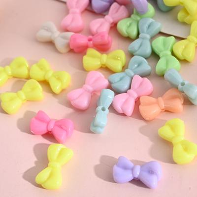 50Pcs Bow-Knot DIY Loose Beads Candy Colors Acrylic Children's Beaded Toys Handmade Necklace Bracelet Bow Beads For Jewelry Making