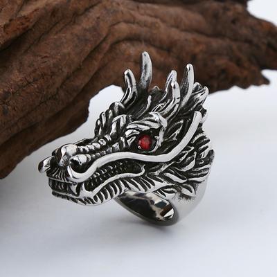 European and American Domineering Red Eye Dragon Head Ring Retro Men's Punk Jewelry Fashion Ring