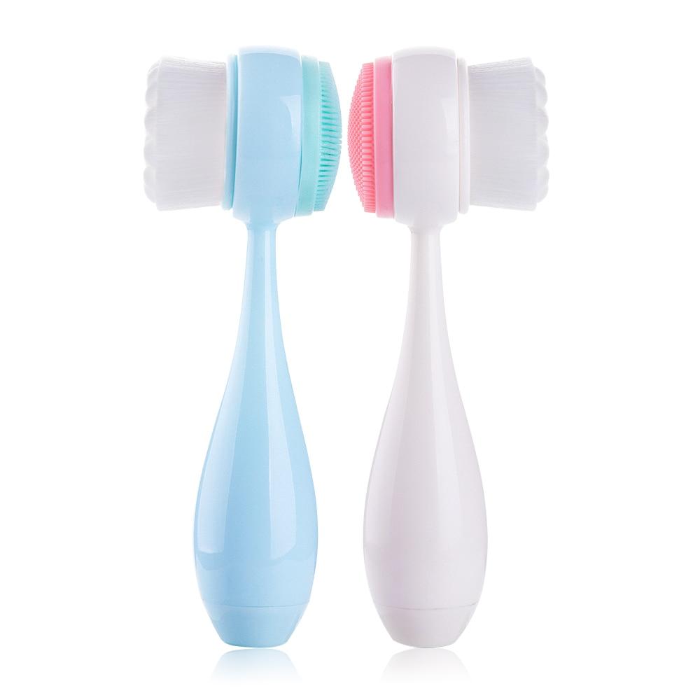 Silicone Facial Cleanser Brush Double Side Portable Face Cleaning Bowling Massage Face Washing Product Skin Care Tool