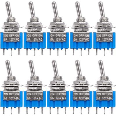 10Pcs DIY Toggle Switch ON-OFF-ON 3Pin 3 Position Latching MTS-103 AC 125V/6A 250V/3A Power Button Switch Car
