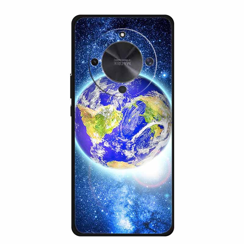 Phone Case For Honor X70 5G 2025 Case X 70 Coque Flowers Black Silicone Soft Back Cover For Honor X70 Cases HonorX70 Funda 6.79"