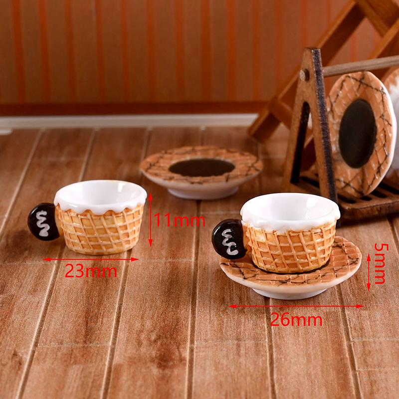 3Set Miniature Dollhouse Latte Coffee Mug Mini Cup Model Toys For Home Decor Accessories