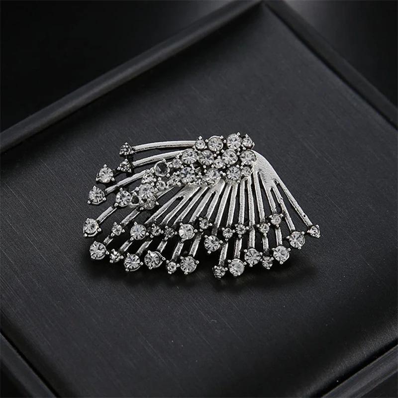 Wedding Jewelry 2 In 1 Antique Silver Color Crystal Women Stud Earrings Hollow Wings Hiphop Ear Accessories Bohemian Asymmetrical Female Earrings